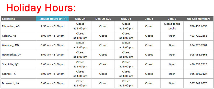 2024 Xmas Holiday Hours